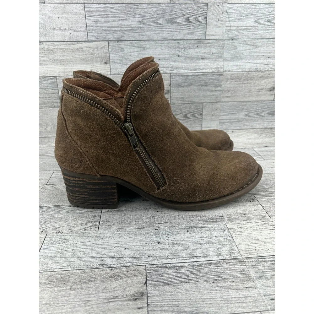 Born Brown Suede Ankle‎ Boots Dual Zipper Block Heel Booties Men US 9.5 EU 41